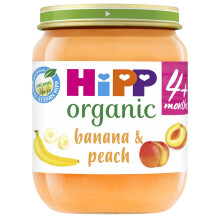 HiPP Organic Banana and Peach Baby Food Jar 4 Months 6 x 125g