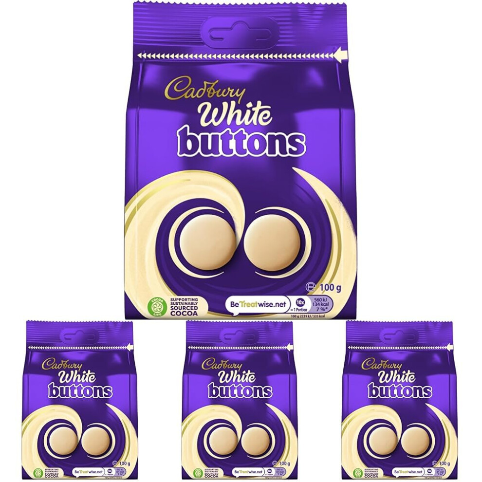 Cadbury Chocolate Giant Buttons Sharing Bag Bite Size Treats 100 G Pa White