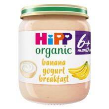 HiPP Organic Banana Yogurt Breakfast Baby Food Jar 6 Months 125g Pack of 6