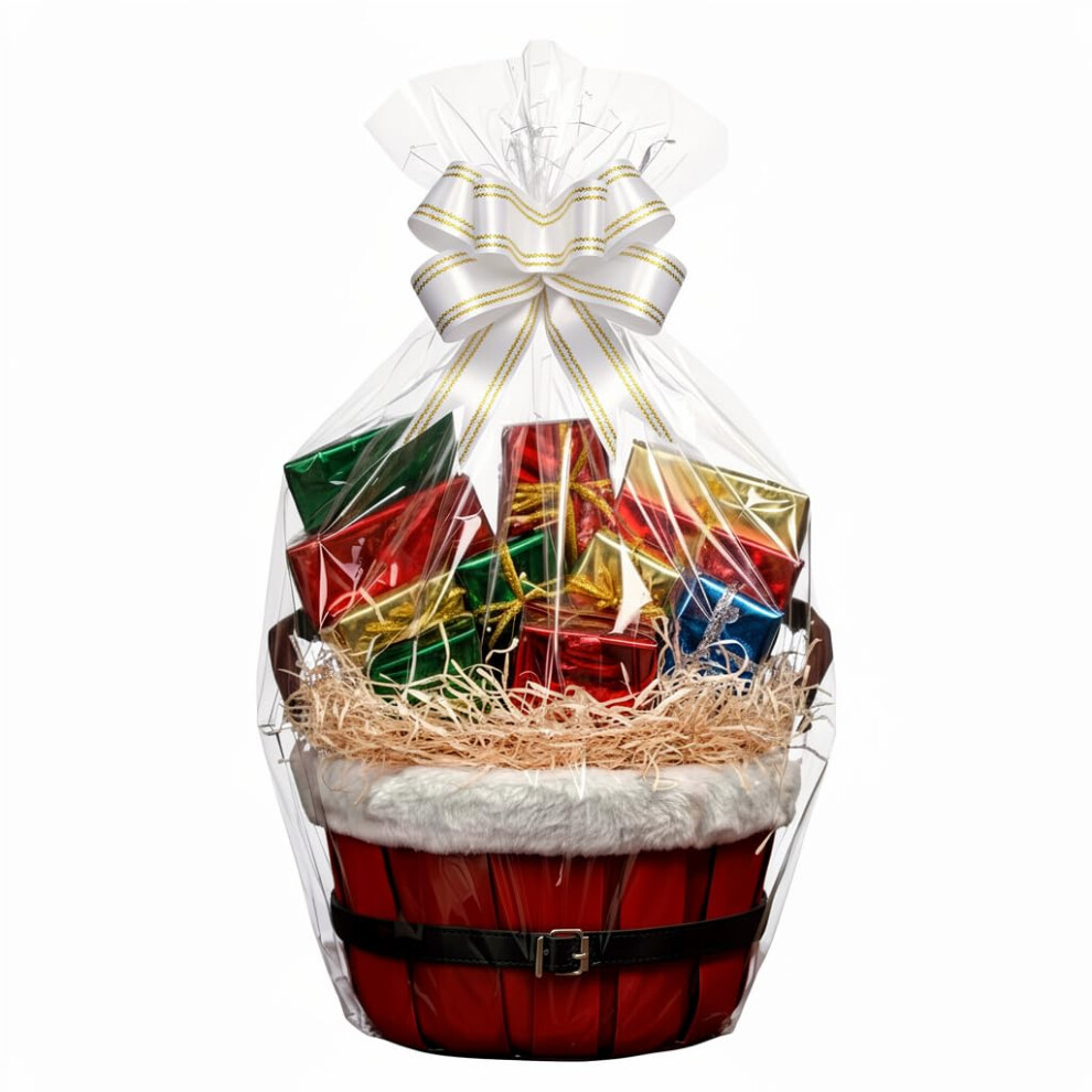 H-Line Christmas Hamper Basket Round Wicker Gift Hampers Santa Style Split W