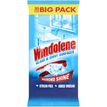 Windolene Glass  Shiny Surfaces Diamond Shine 900 Wipes 3 packs x 30 Streak