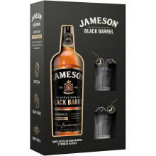 Jameson Bourbon Black Barrel Irish Whiskey Glasses Gift Set 70 Cl packaging