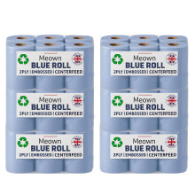 Meown Blue Centrefeed Roll 2Ply – Heavy Duty Embossed Cleaning Towels Perf