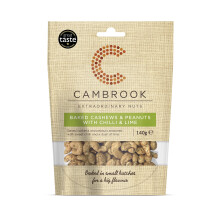 Cambrook Baked Cashews Peanuts With Chilli Lime 140g Bag