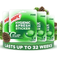 Harpic Hygienic Fresh Sticker Adhesive Toilet Block Pine Pack 4 x 4 Sticker