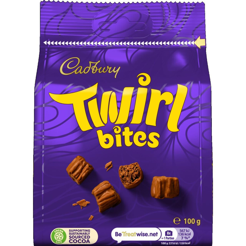 Cadbury Milk Chocolate Twirl Bites Sharing Bag Bite Size Treats 100 G Pack