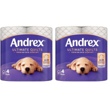 Andrex Supreme Quilts Toilet Tissue 4 Quilted Toilet Rolls White Pack of 2