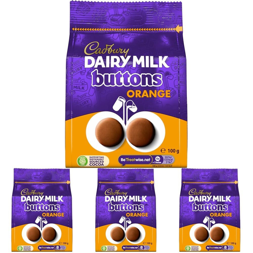 Cadbury Dairy Milk Chocolate Flavour Giant Buttons Sharing Bag Bite Orange