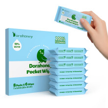 Dorahoney Mini Flushable Wet Wipes Travel Size 99 Water Unscented Hypoalle