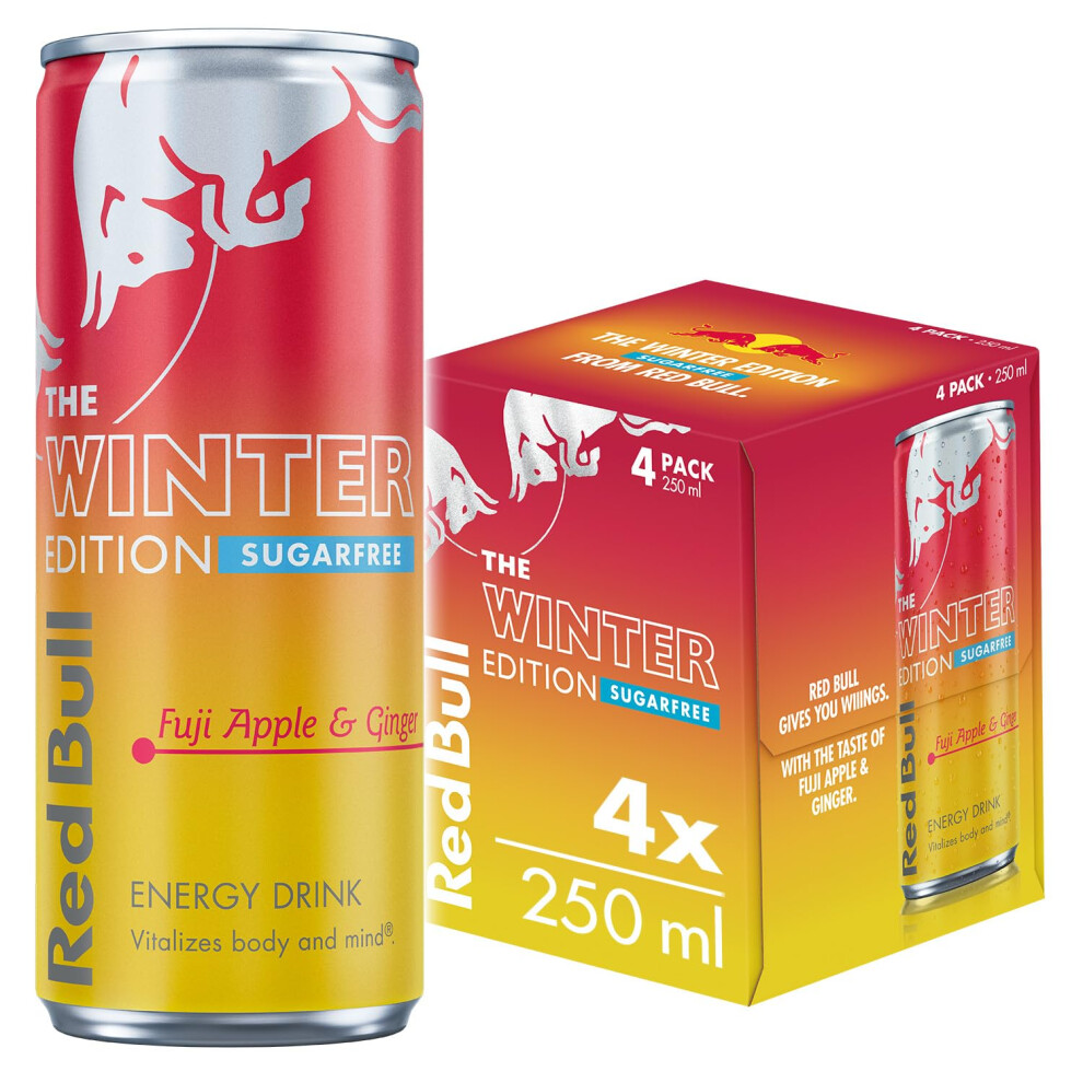 Red Bull Winter Edition Sugarfree Fuji Apple Ginger Energy Drink 250Ml 4 P