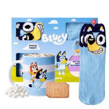 Bluey Cosy Hot Chocolate Hamper Ceramic Mug Fluffy Socks Dairy Free Biscu
