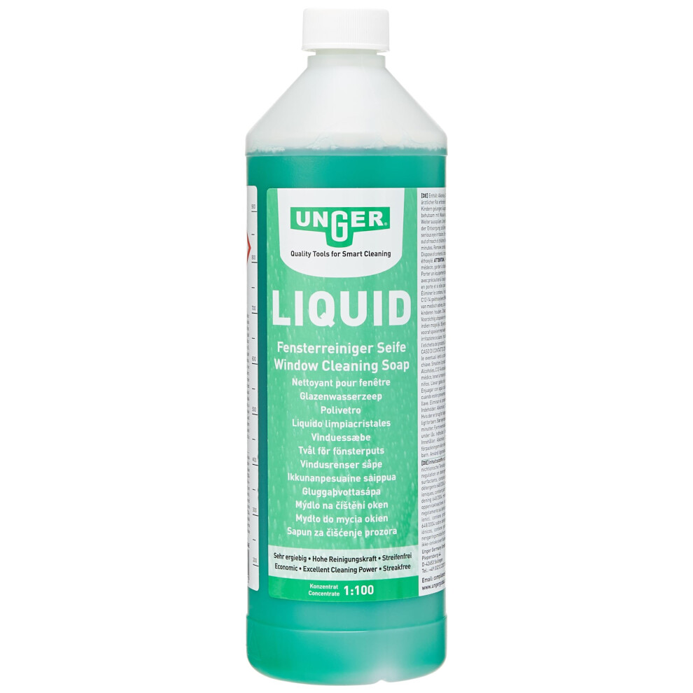 Unger Fr100 Window Cleaning Liquid Soap Smear Free Window Glass Cleaner 1L