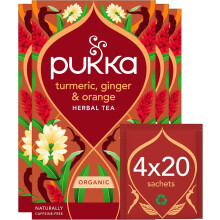 Pukka Herbs | Turmeric Active Organic Box |Tea With Ginger, Turmeric, Nettle & Orange | Ideal For Boosting Energy | 4 Packs | 80 Plant Based Biodegra