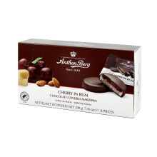 Anthon Berg Dark Chocolate Covered Marzipan Treats Cherry in Rum with a Del
