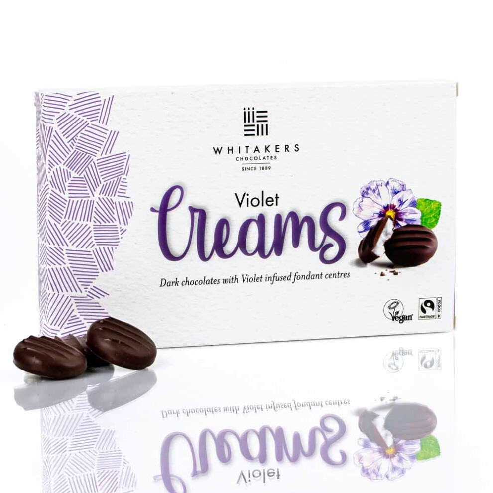 Whitakers Chocolates Whitakers Violet Creams Chocolate With Violet Infused Fondant Centres Dark