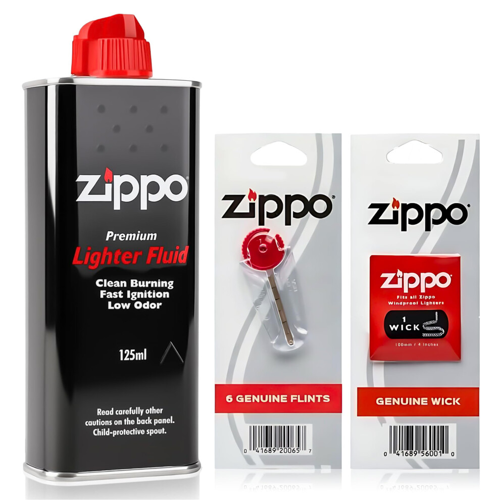 Aphy Enterprises Zippo Lighter Fluid 125Ml Â Zippo Fuel Refill Kit With Genuine Wick And 6 F