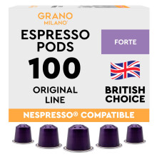 New Grano Milano Forte Coffee Capsules 100 Aluminium Coffee Pods Compatibl