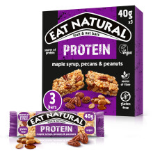 Eat Natural Protein Maple Syrup Pecans Peanuts Fruit Nut Bars 3 x 40g
