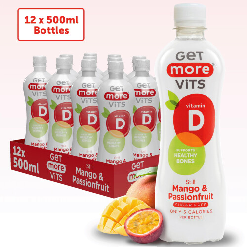 Get More Vits  Vitamin D Still Mango  Passionfruit Spring Water 12 x 500ml 1
