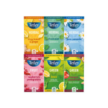 Tetley Mixed Fruit Tea Variety, Unique Fruity Flavours, 150 Individually Wrapped Bags, Herbal and Green Tea Selection
