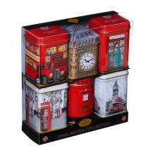 Iconic London Sights 6x Tea Tins with Fine English Breakfast Loose Leaf Tea