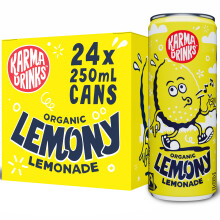 Karma Drinks Lemony Lemonade 24 x 250ml Cans Natural Fizzy Soft Drinks Fa