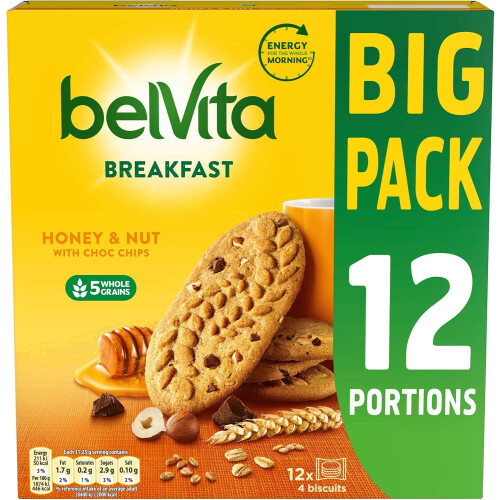 Belvita Breakfast Biscuits Honey  Nut With Choc Chips Nutritious Snack Bars