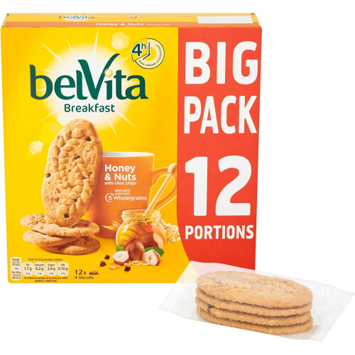 Belvita Breakfast Biscuits Honey  Nut With Choc Chips Nutritious Snack Bars 1