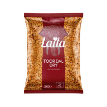 Laila Plain Toor Dal 2Kg Case of 6 Premium Split Pigeon Peas Naturally Deli