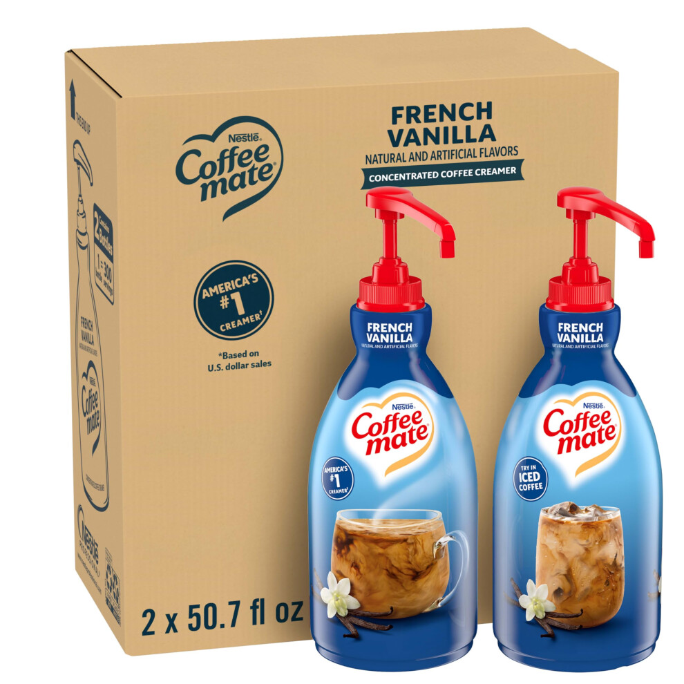 Coffee Mate Coffeemate Coffee Creamer French Vanilla Pump Bottle 15L Pack Of 2 Blue