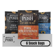 Awfully Posh Pork Scratchings Cracklings and Puffs Pack of 6