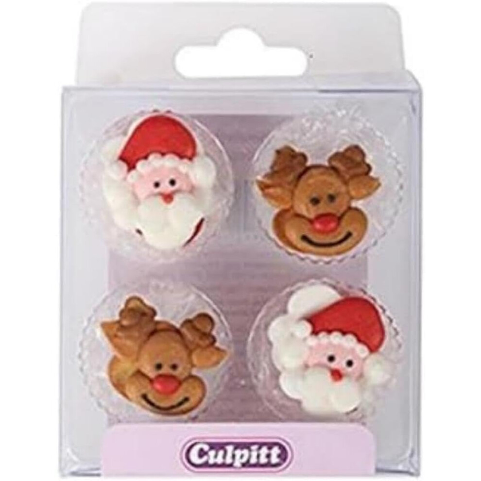 Culpitt Santa Rudolph Sugar Pipings Edible Royal Icing Decorations Festive