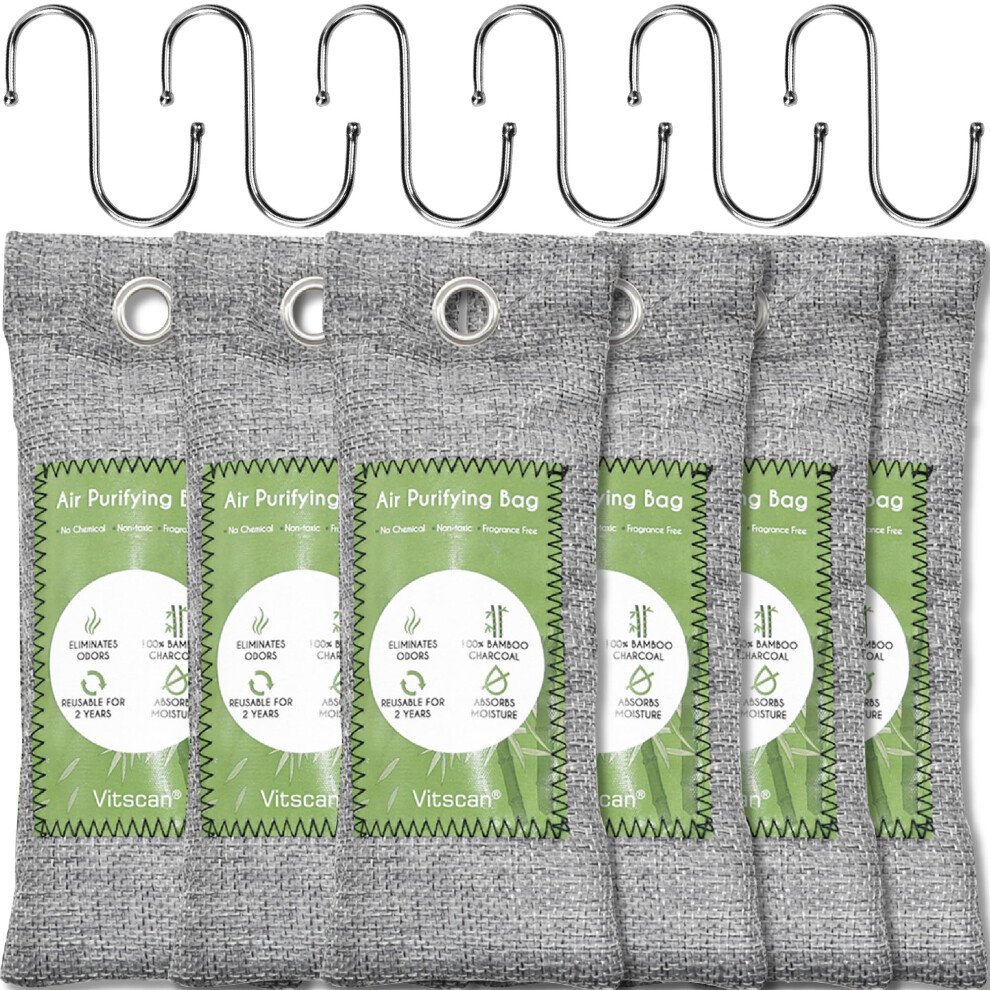 Vitscan 6 Pack Bamboo Charcoal Air Purifier Bags Odor Absorber Odor Absorber Natura