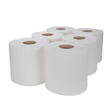 White 6 X Paper Rolls  2 Ply Embossed Centre Feed  Hand Kitchen Towel Tissu
