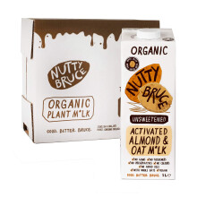 Nutty Bruce - Unsweetened Activated Oat & Almond Milk - Certified Organic & Vegan Alternative Milk, No Preservatives or Added Oils, Lactose Free, Dai