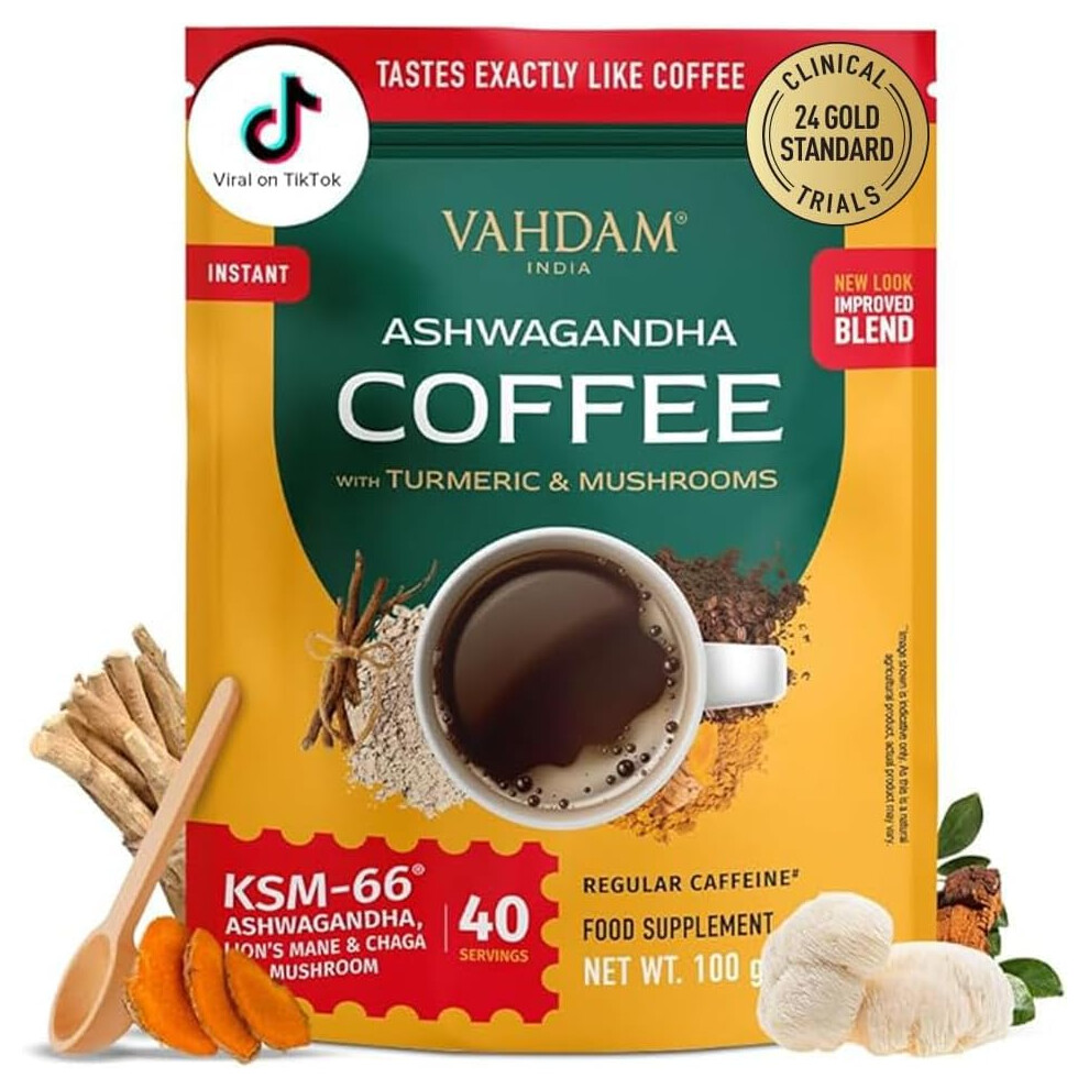 Vahdam Instant Mushroom Coffee With Ksm 66 Ashwagandha 250Mg 40 Servings Tu