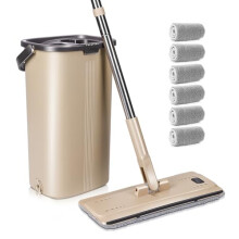 MASTERTOP Mop  Bucket Set 6 Microfibre Mop Pads Stainless Steel Handle Easy