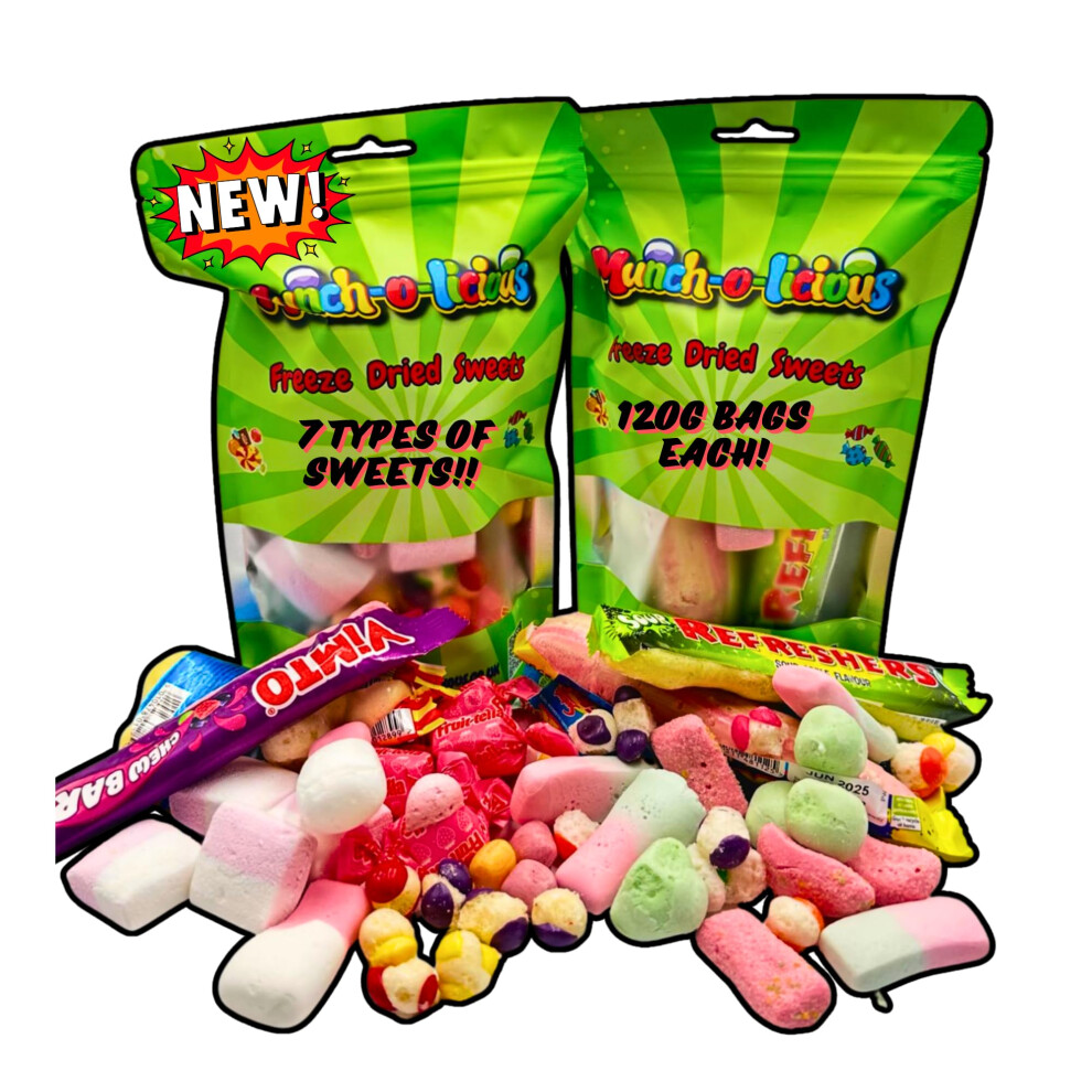 Munch-O-Licious Freeze Dried Sweets New 240G 1 Sour Mix 1 Sweet Mix 14 Differ