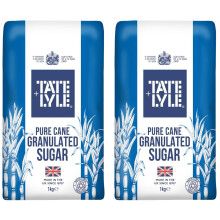 Tate Lyle Pure Cane Granulated Sugar White 1kg Bags PACK OF 2 Made in UK