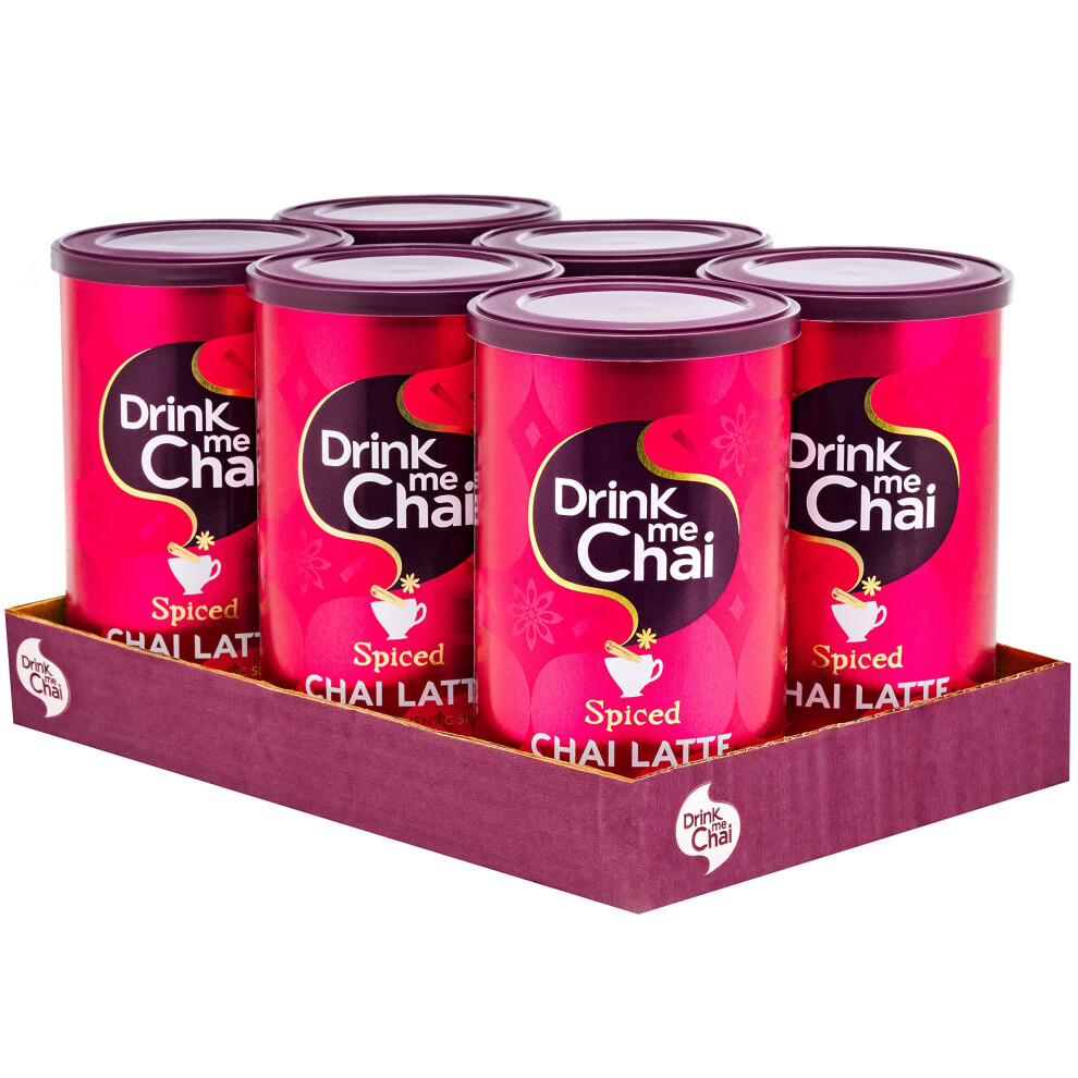 Drink Me Chai Spiced Chai Latte 250G (Pack Of 6) - Just Add Water, Chai Latte Powder (96 Servings Total)