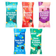 BRAVE Roasted Peas Healthy Snack High Protein Low Calorie Variety 5 Multip