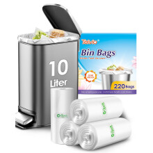 Teivio 10 Liter Small Bin Bags 220 Counts Pedal Bin Liners Thick Plastic Wa