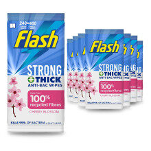 Flash Antibacterial Strong  Thick Cleaning Wipes 60 Large Wipes Blossom  Br