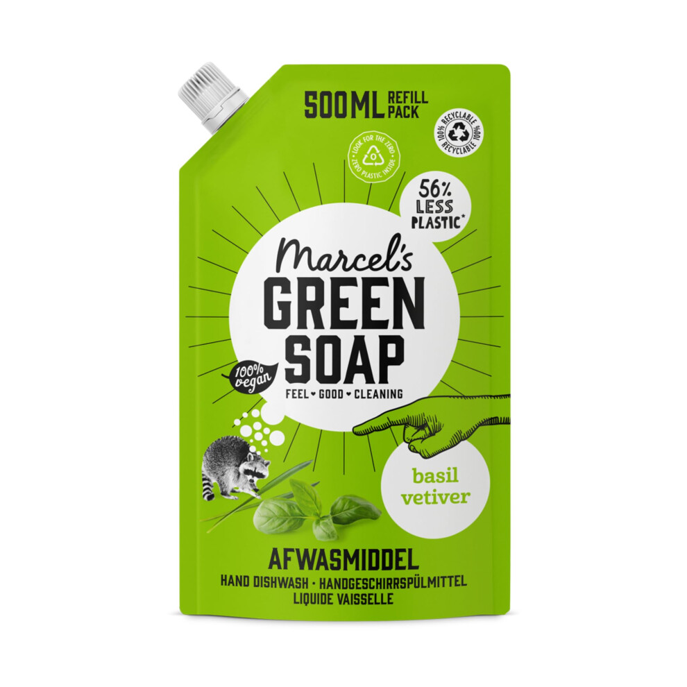 Marcel's Soap Washingup Liquid Refill Basil Vetiver Dishwashing Liq Green