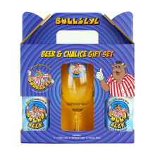 Bullseye Craft Lager Gift Set including 2 x 330ml cans branded chalice gla