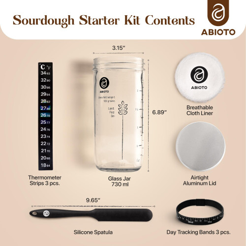 Sourdough Starter Kit Includes 710 ml Sourdough Starter Jar with Metallic L 1