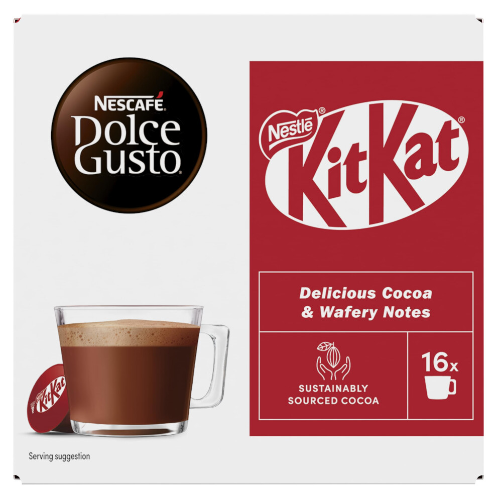 Nescafe Dolce Gusto Kitkat Hot Chocolate 16 Capsules 3 Packs 48 Cups