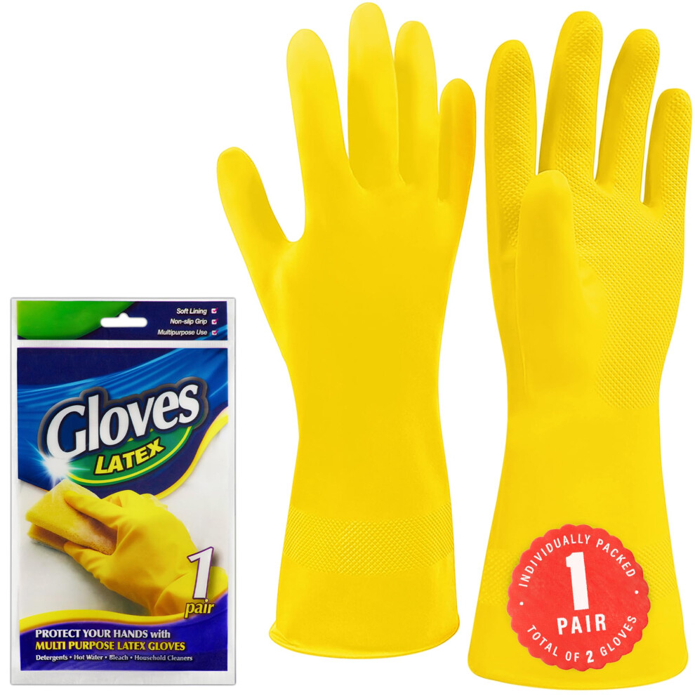 Steadmax Latex Cleaning Gloves 1 Pair Reusable Rubber Dishwashing Gloves Wa