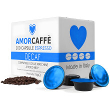 AMORCAFFÈ 100 Decaffeinated Coffee Capsules Pods Compatible with Lavazza A