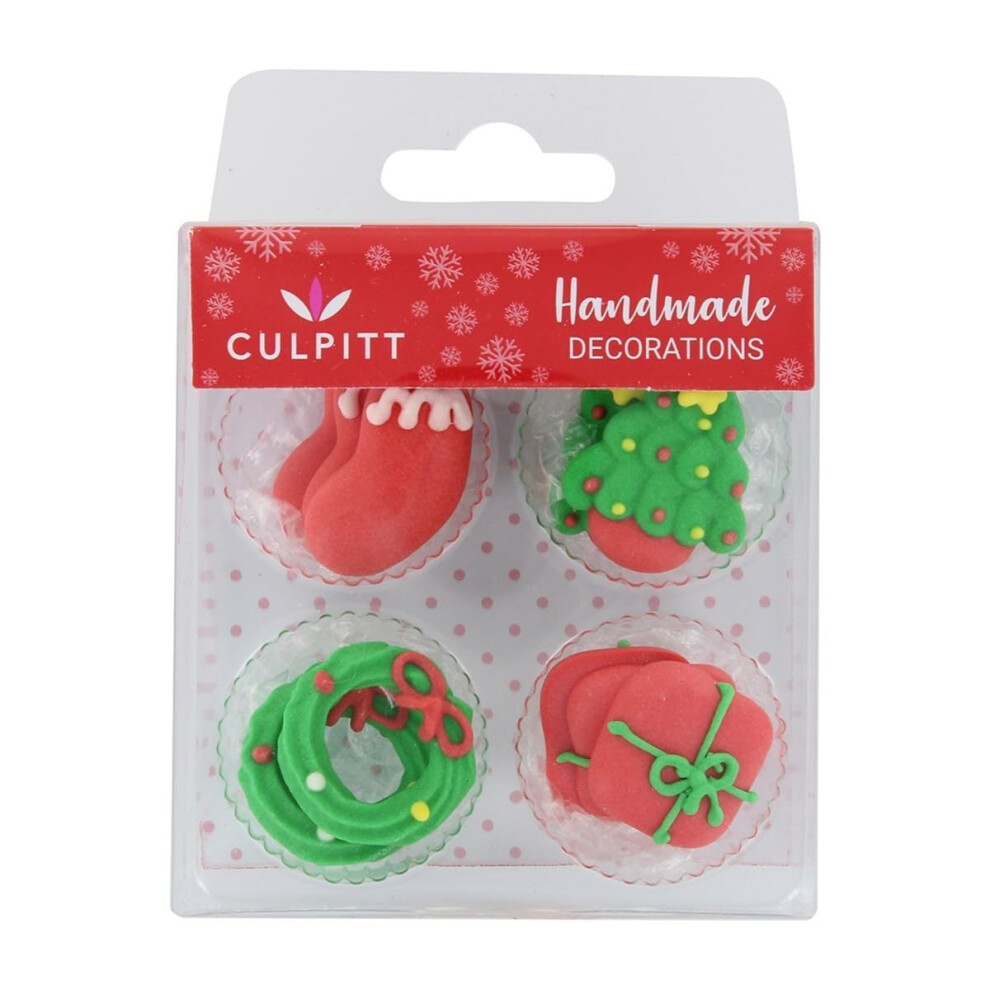 Culpitt Christmas Icons Sugar Pipings Edible Royal Icing Decorations Festive An Red